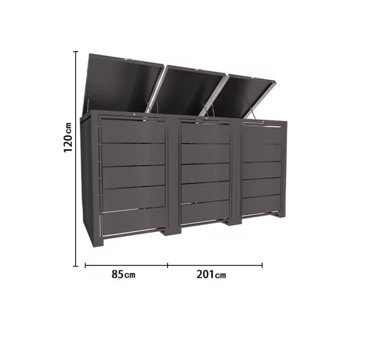 Cache-poubelles 3 bacs avec chaîne intégrée