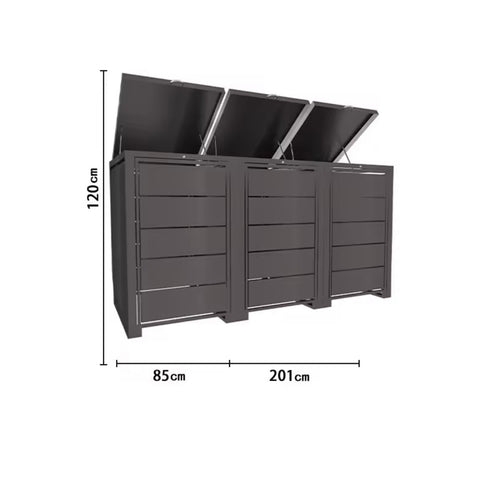 Cache-poubelles 3 bacs avec chaîne intégrée