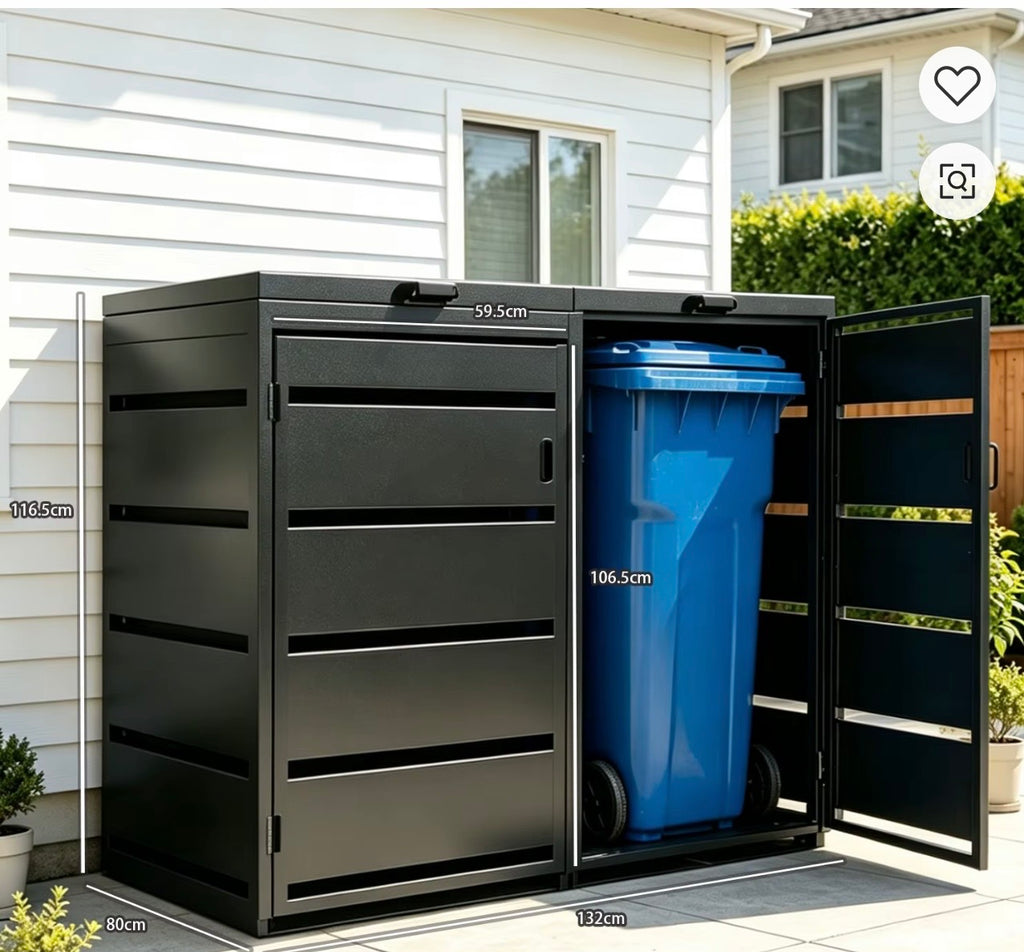 Cache-poubelles 2 bacs avec chaîne intégrée